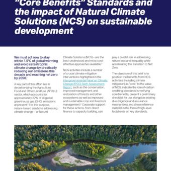 Technical paper: “Core Benefits” Standards and the impact of Natural Climate Solutions (NCS) on sustainable development
