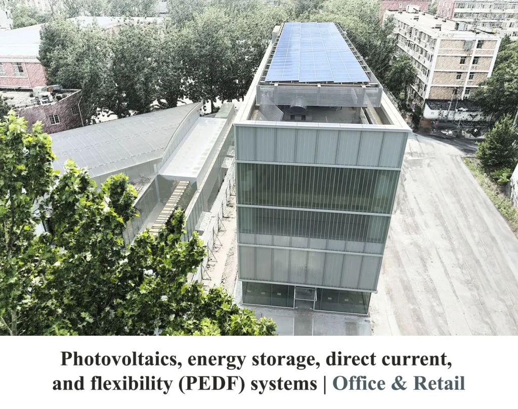 Smart PEDF energy system in office and retail buildings using solar and storage integration